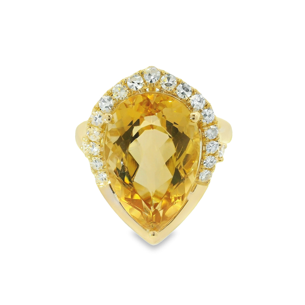 14K Yellow Gold Pear Citrine Ring Chipper's Jewelry Bonney Lake, WA