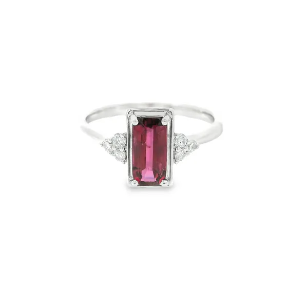 14K White Gold Emerald Cut Mozambique Ruby Ring Chipper's Jewelry Bonney Lake, WA