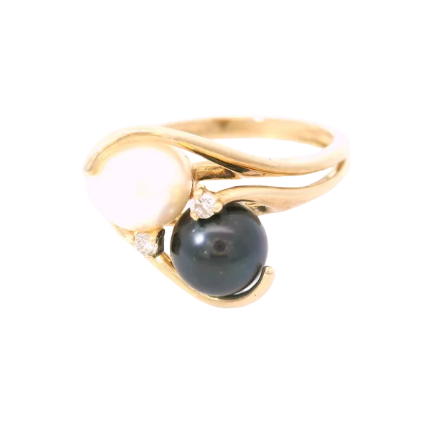 14KY Pearl Dia Ring B/W Chipper's Jewelry Bonney Lake, WA