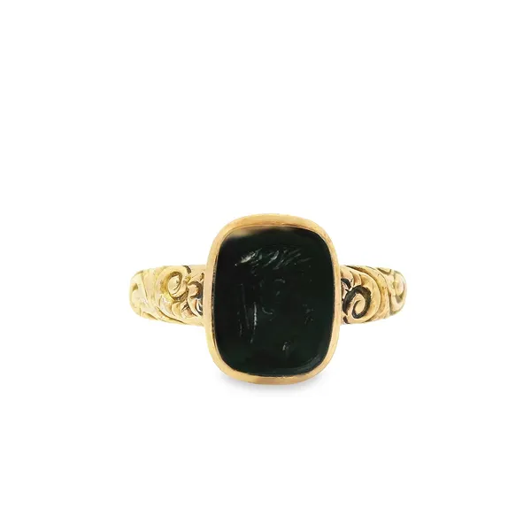 10K Yellow Gold Vintage Onyx Intaglio Ring Chipper's Jewelry Bonney Lake, WA