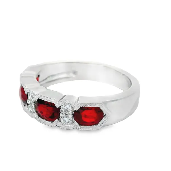 14K White Gold Ruby and Diamond Anniversary Band Image 3 Chipper's Jewelry Bonney Lake, WA