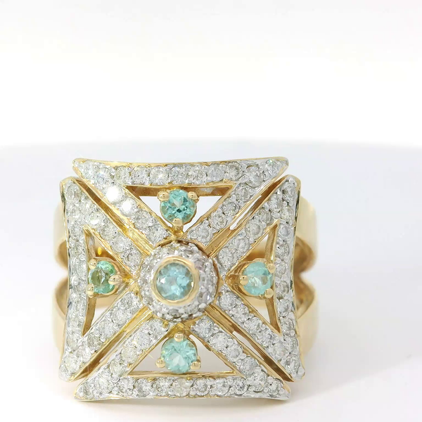 Paraiba Tourmaline Diamond Ring in 14K Yellow Gold Chipper's Jewelry Bonney Lake, WA