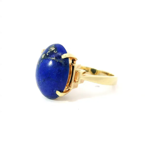 14K Yellow Gold Oval Lapis Cabachon Ring Chipper's Jewelry Bonney Lake, WA