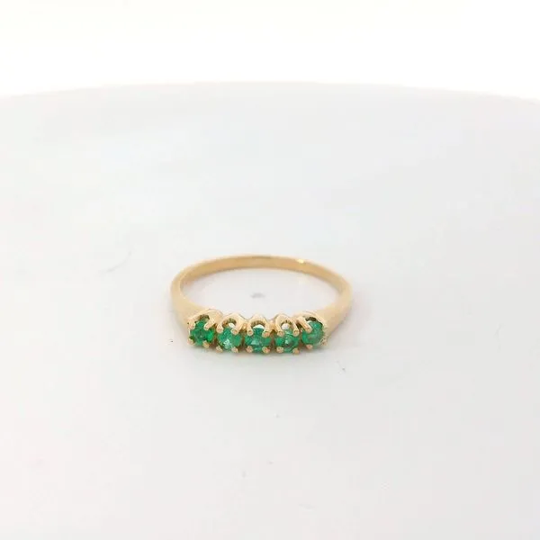 18K Yellow Gold 5-Stone Emerald Ring Image 2 Chipper's Jewelry Bonney Lake, WA
