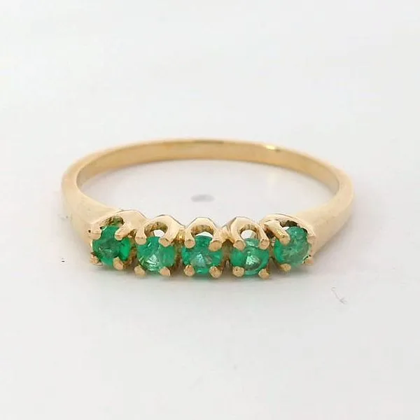 18K Yellow Gold 5-Stone Emerald Ring Chipper's Jewelry Bonney Lake, WA
