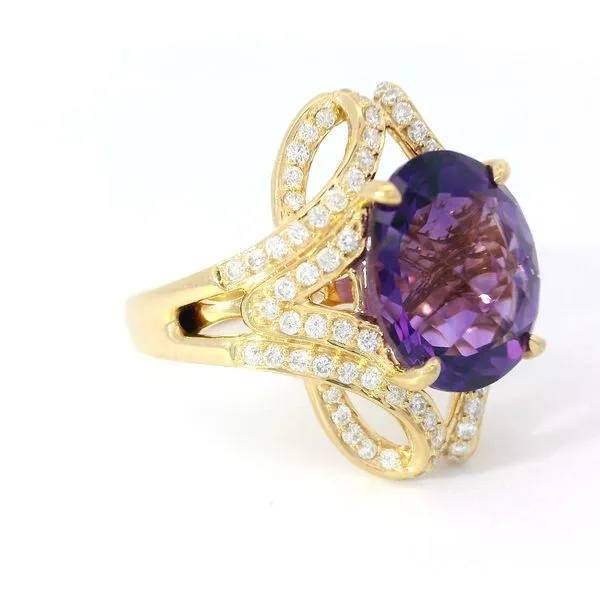 18K Yellow Gold Oval African Amethyst Ring Image 3 Chipper's Jewelry Bonney Lake, WA