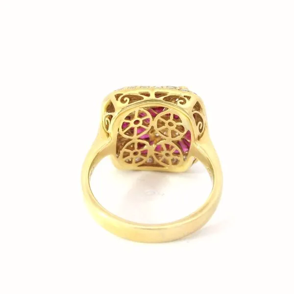 18K Yellow Gold Ruby Diamond Inlay Ring Image 3 Chipper's Jewelry Bonney Lake, WA