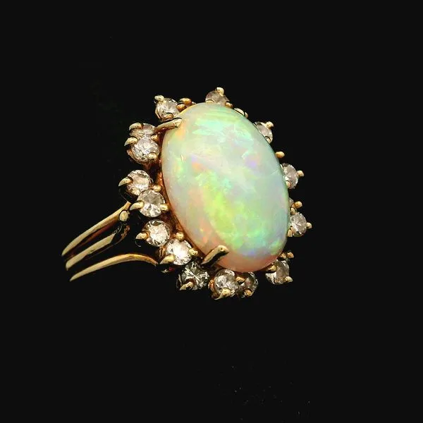 14K Yellow Gold Opal & Diamond Ring Chipper's Jewelry Bonney Lake, WA