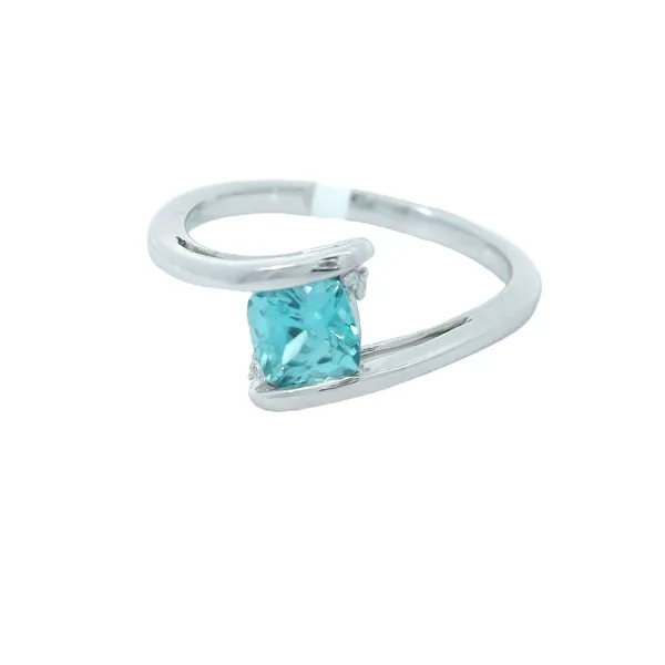 14K White Gold Blue Zircon & Diamond Ring Chipper's Jewelry Bonney Lake, WA