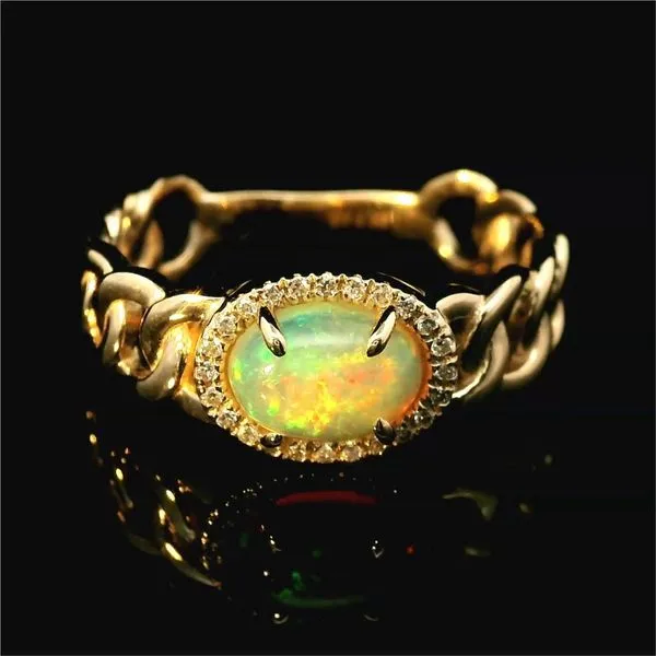 14KY Opal Diamond Chain Ring Sz.6 Chipper's Jewelry Bonney Lake, WA