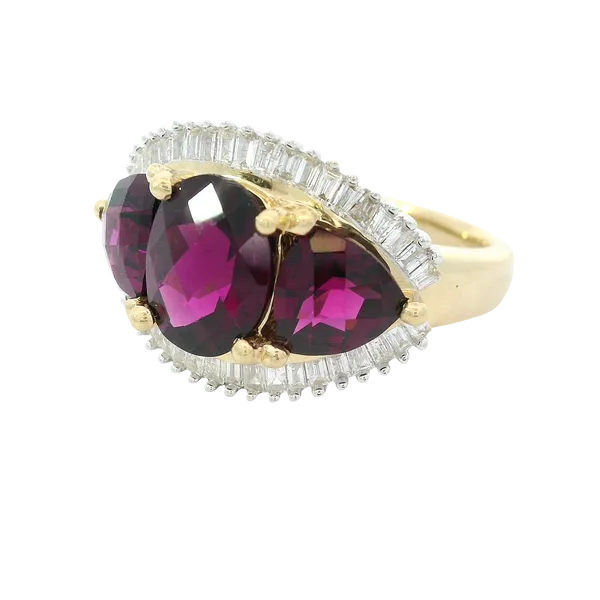 14K Grape Rhodolite Garnet Diamond Ring Sz. 8 Image 2 Chipper's Jewelry Bonney Lake, WA