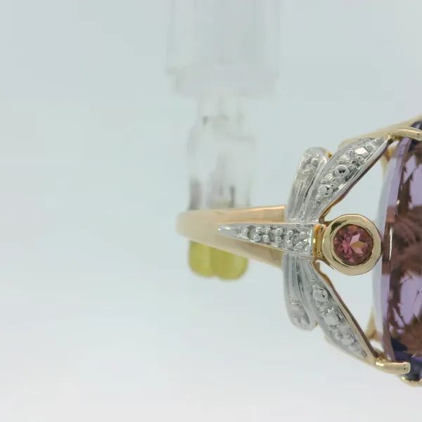 14K Yellow Gold Amethyst Pink Tourmaline Dragonfly Ring Image 3 Chipper's Jewelry Bonney Lake, WA