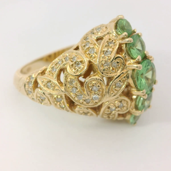 14K Yellow Gold Tsavorite Garnet Diamond Ring Image 3 Chipper's Jewelry Bonney Lake, WA