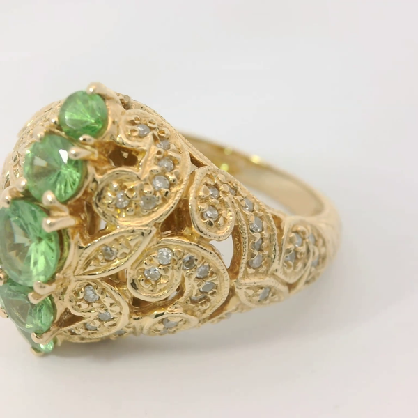 14K Yellow Gold Tsavorite Garnet Diamond Ring Image 4 Chipper's Jewelry Bonney Lake, WA