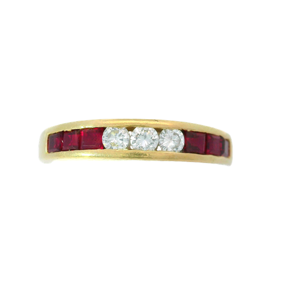 14K Yellow Gold Ruby Diamond Channel Set Band Chipper's Jewelry Bonney Lake, WA