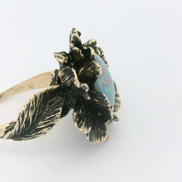 Vintage Opal Triplet Flower Ring in 14K Yellow Gold Image 2 Chipper's Jewelry Bonney Lake, WA