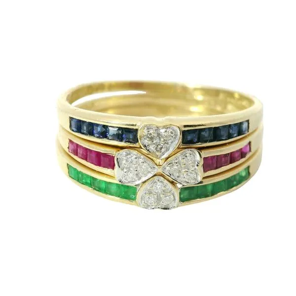 14KY Emerald Ruby Sapphire Ring Trio Chipper's Jewelry Bonney Lake, WA