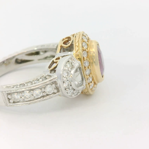 Pink Sapphire Diamond Aquamarine Ring in 14K White Gold Image 2 Chipper's Jewelry Bonney Lake, WA