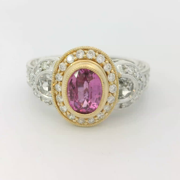 Pink Sapphire Diamond Aquamarine Ring in 14K White Gold Chipper's Jewelry Bonney Lake, WA