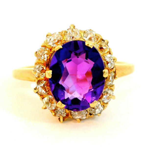 10K Yellow Gold Amethyst Old Mine Cut Diamond Ring Image 2 Chipper's Jewelry Bonney Lake, WA