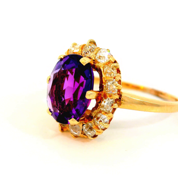 10K Yellow Gold Amethyst Old Mine Cut Diamond Ring Image 3 Chipper's Jewelry Bonney Lake, WA