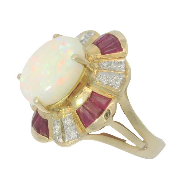 14KY Opal Ruby Diamond Ring Sz. 6 Image 2 Chipper's Jewelry Bonney Lake, WA