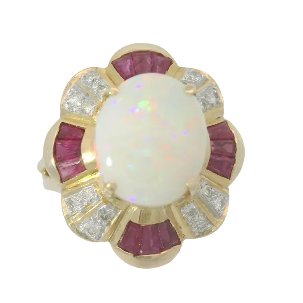 14KY Opal Ruby Diamond Ring Sz. 6 Chipper's Jewelry Bonney Lake, WA