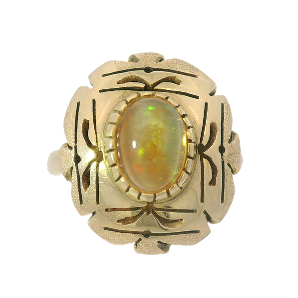 14K Yellow Gold Opal Ruby Diamond Ring Chipper's Jewelry Bonney Lake, WA