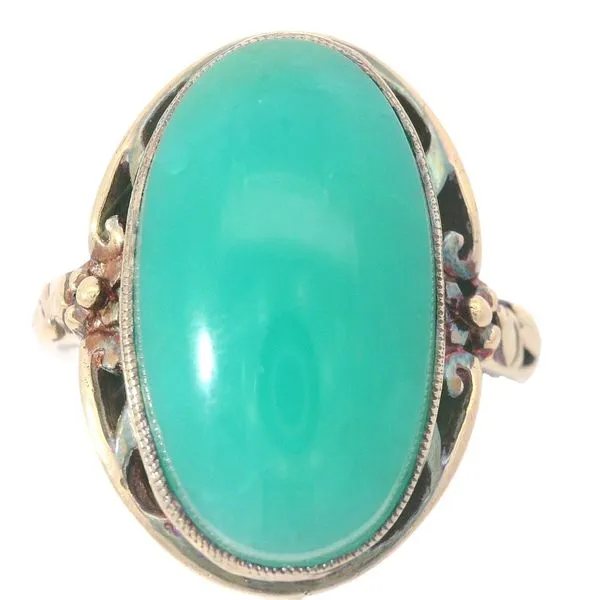 14KY Vintage Chrysoprase Cabachon Ring Sz. 7.75 Chipper's Jewelry Bonney Lake, WA