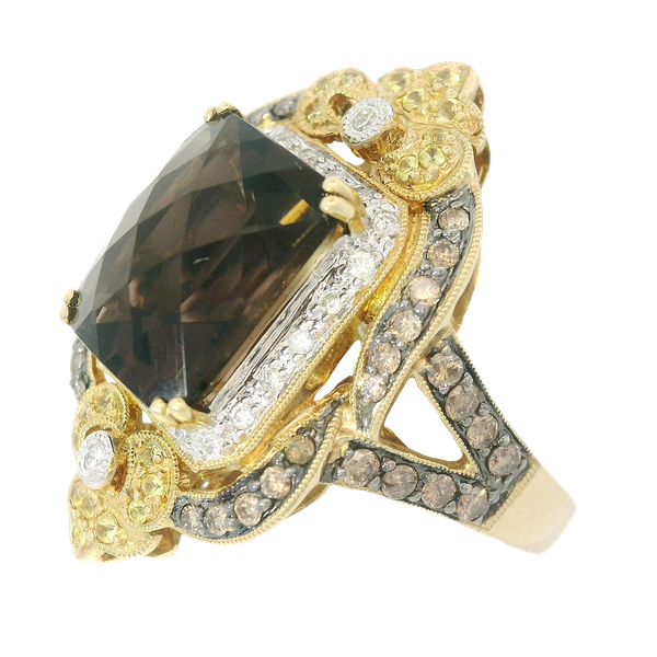 14K Yellow Gold Chocolate Quartz Ring Image 2 Chipper's Jewelry Bonney Lake, WA
