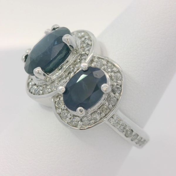 14KW Sapphire Diamond 3 Stone RIng Sz. 7 Image 2 Chipper's Jewelry Bonney Lake, WA