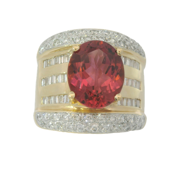 14K Yellow Gold Rubellite & Diamond Fashion Ring Chipper's Jewelry Bonney Lake, WA