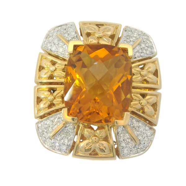 14K Yellow Gold Citrine Diamond Fashion Ring Chipper's Jewelry Bonney Lake, WA