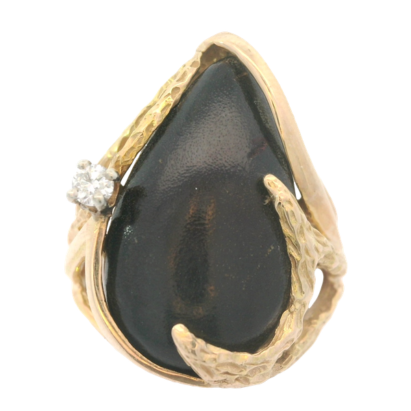 14K Yellow Gold Black Coral Diamond Fashion Ring Chipper's Jewelry Bonney Lake, WA
