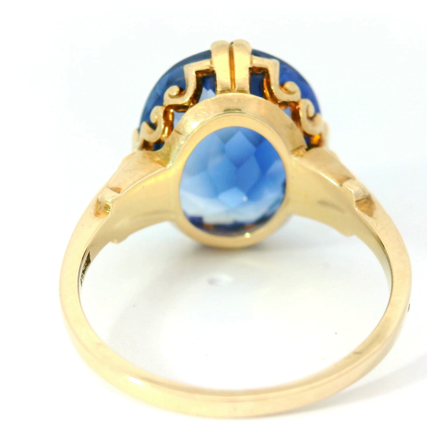 14K Yellow Gold Synthetic Sapphire Ring Image 4 Chipper's Jewelry Bonney Lake, WA
