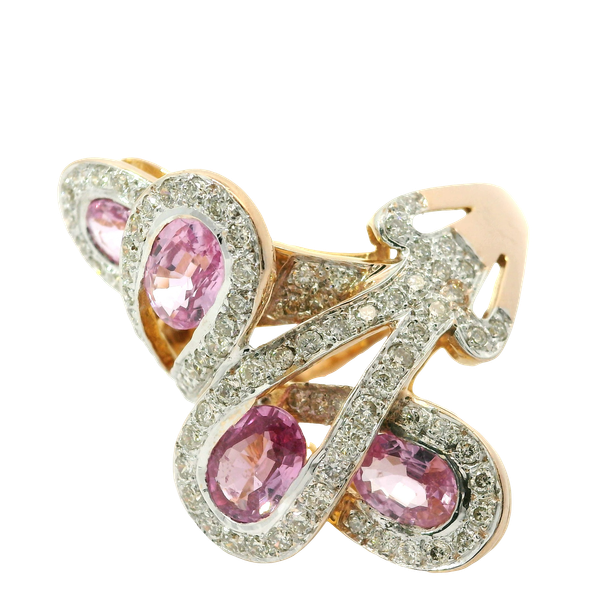 14KTT Pink Sapphire and Diamond Ring.  SZ 9 Image 2 Chipper's Jewelry Bonney Lake, WA