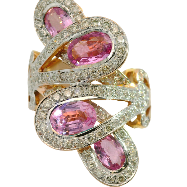14KTT Pink Sapphire and Diamond Ring.  SZ 9 Image 3 Chipper's Jewelry Bonney Lake, WA