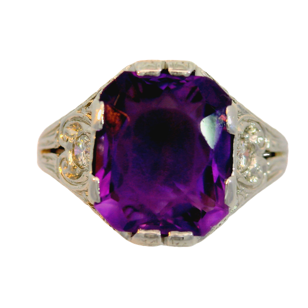 18KW Amethyst and Diamond Ring.  Dia Weight Approximately 0.10ctw. Chipper's Jewelry Bonney Lake, WA