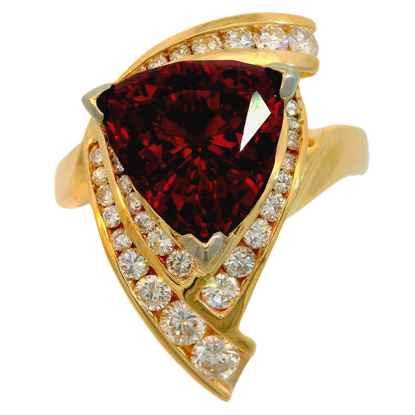 14KY Rhodolite Garnet and Diamond Ring.  SZ 8.75. Chipper's Jewelry Bonney Lake, WA
