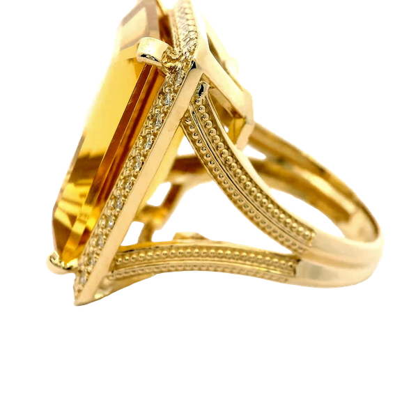 14KY Citrine and Diamond Halo Ring.  SZ 6.75 Image 3 Chipper's Jewelry Bonney Lake, WA