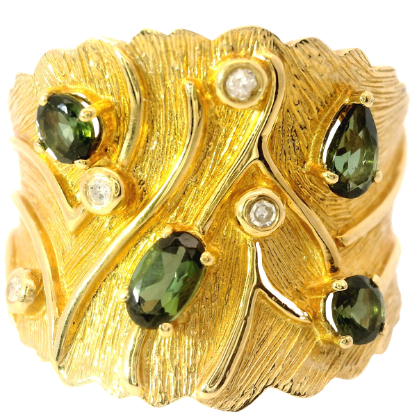 22KY Green Tourmaline and Diamond Ring SZ 9. Chipper's Jewelry Bonney Lake, WA