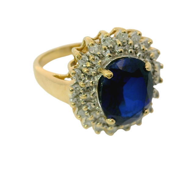 14KY Lab-Grown Sapphire and Diamond Halo Ring. Image 2 Chipper's Jewelry Bonney Lake, WA