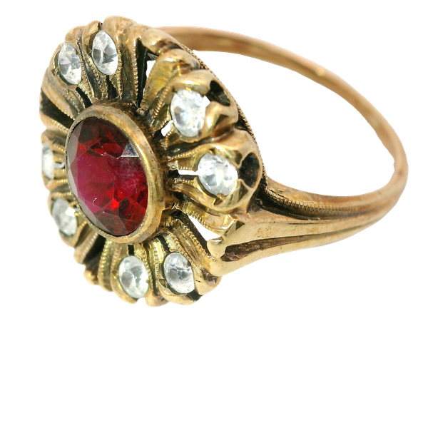 10KY Lab-Grown Ruby and Clear Zircon Ring.  SZ 6.  Stones have facet wear Image 2 Chipper's Jewelry Bonney Lake, WA