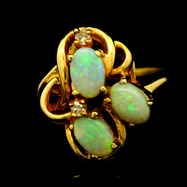 14KY Opal and Diamond Freeform Ring Chipper's Jewelry Bonney Lake, WA