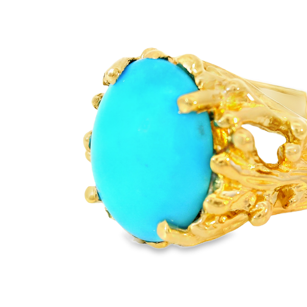 14KY Turquoise Ring.  Turquoise 12.00 x 9.92 x 3.37mm.  Assumed to be Impregnated Image 2 Chipper's Jewelry Bonney Lake, WA