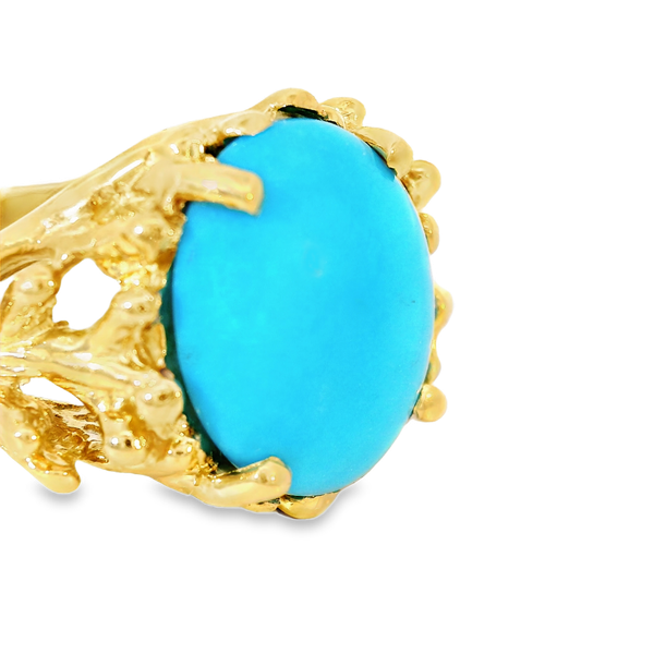 14KY Turquoise Ring.  Turquoise 12.00 x 9.92 x 3.37mm.  Assumed to be Impregnated Image 3 Chipper's Jewelry Bonney Lake, WA