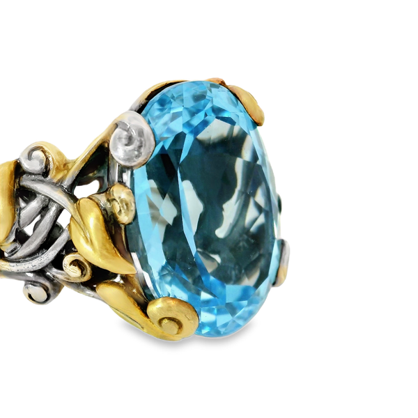 Sterling Silver 18K Gold Accent, Blue Topaz ring,  Size 8 Image 3 Chipper's Jewelry Bonney Lake, WA