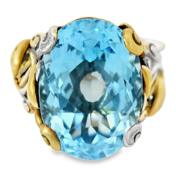 Sterling Silver 18K Gold Accent, Blue Topaz ring,  Size 8 Chipper's Jewelry Bonney Lake, WA
