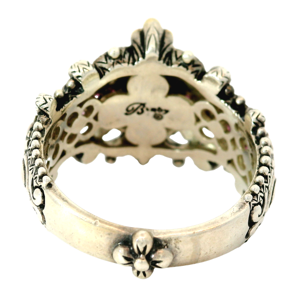 Sterling Silver 18K Gold Accent, Rhodalite Garnet, Pearl Ring, size 9 Image 3 Chipper's Jewelry Bonney Lake, WA
