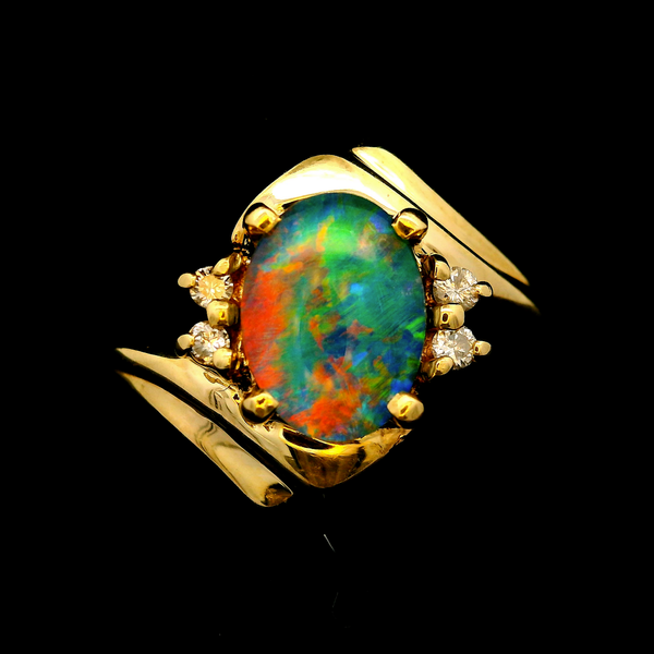 14KY Opal Triplet and Diamond Ring. SZ 7.25 Chipper's Jewelry Bonney Lake, WA